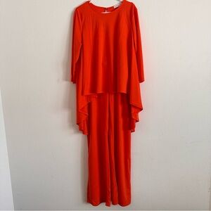 Chic Orange Women's Two Piece Coord Hi-Low Set